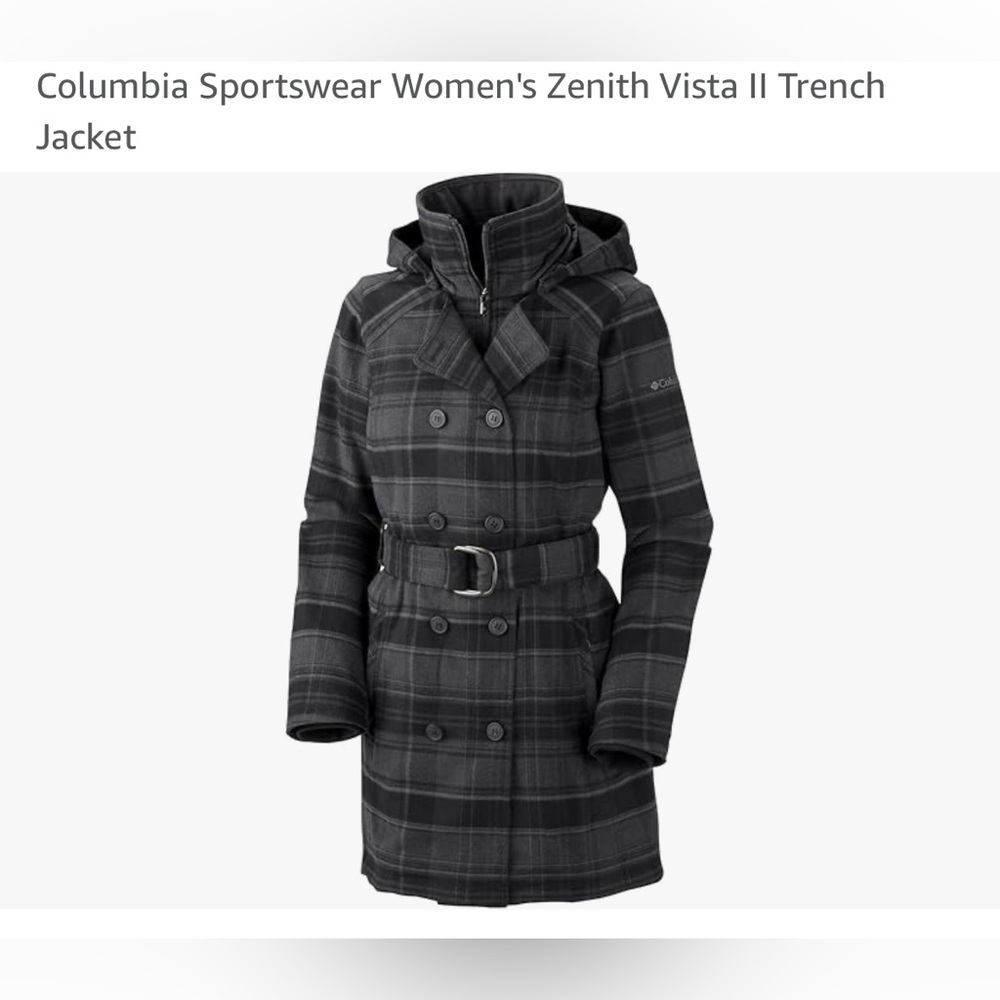 Columbia Black/Grey Polyester Rayon Overcoat | Ideal for All Seasons Omni-Shield